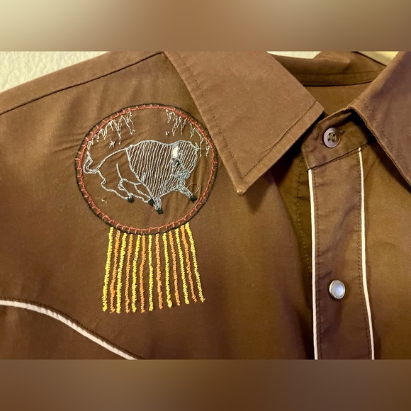 Vintage 70s Western Shirt Eagle,Buffalo Snap Down Long Sleeve M - Picture 6 of 9